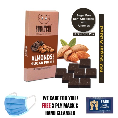 Sugar FREE Healthy Chocolate Bites with Almonds, 8 Pcs